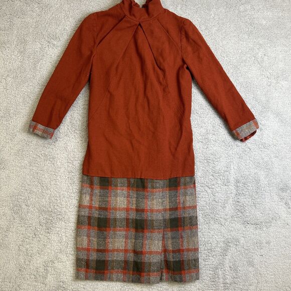 Aljean of Canada Dress Sweater Skirt Plaid Pure Virgin Wool Vintage 60’s Al Jean - Picture 1 of 16